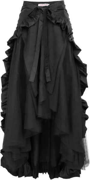 Belle Poque Women's Steampunk Gothic Wrap Skirt Victorian Ruffles Pirate Skirt
