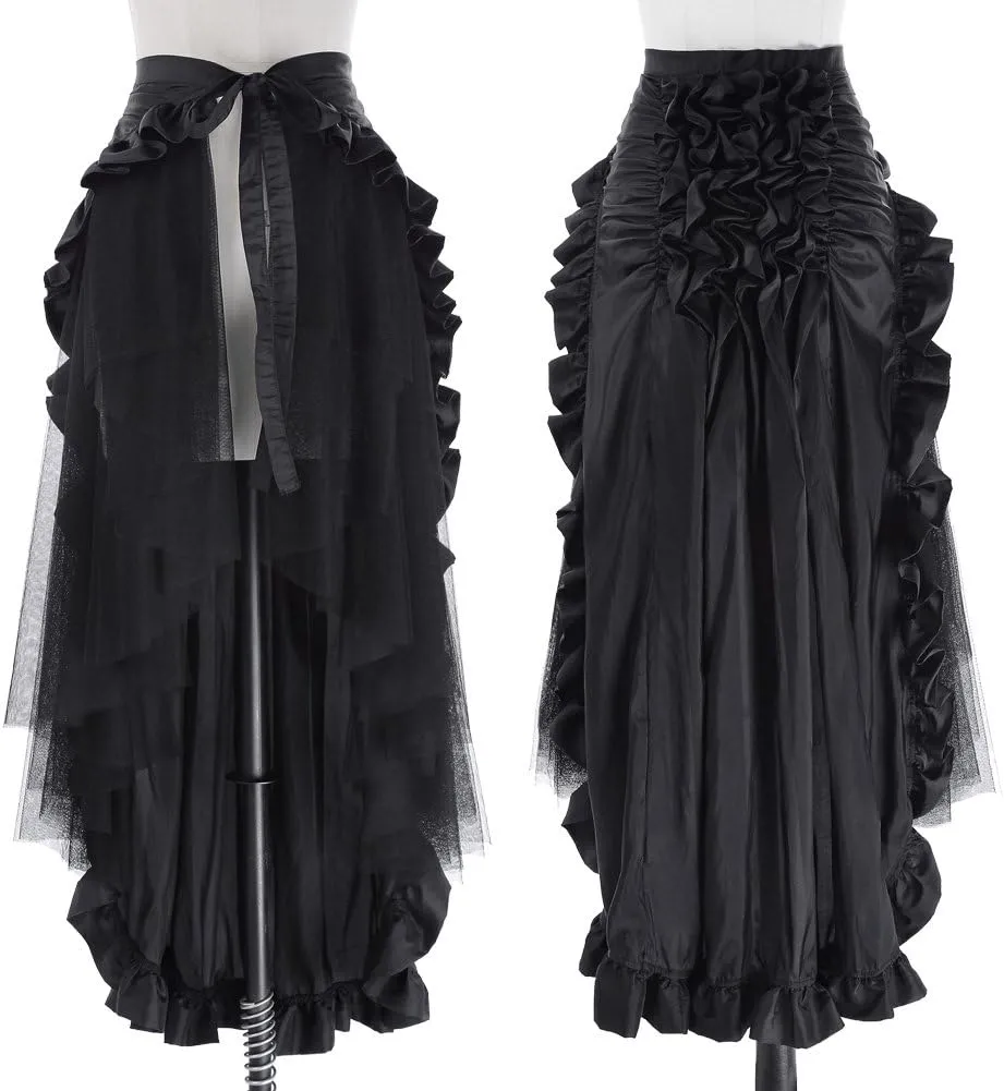 Belle Poque Women's Steampunk Gothic Wrap Skirt Victorian Ruffles Pirate Skirt