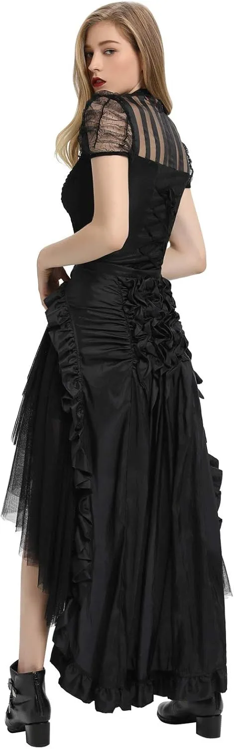 Belle Poque Women's Steampunk Gothic Wrap Skirt Victorian Ruffles Pirate Skirt