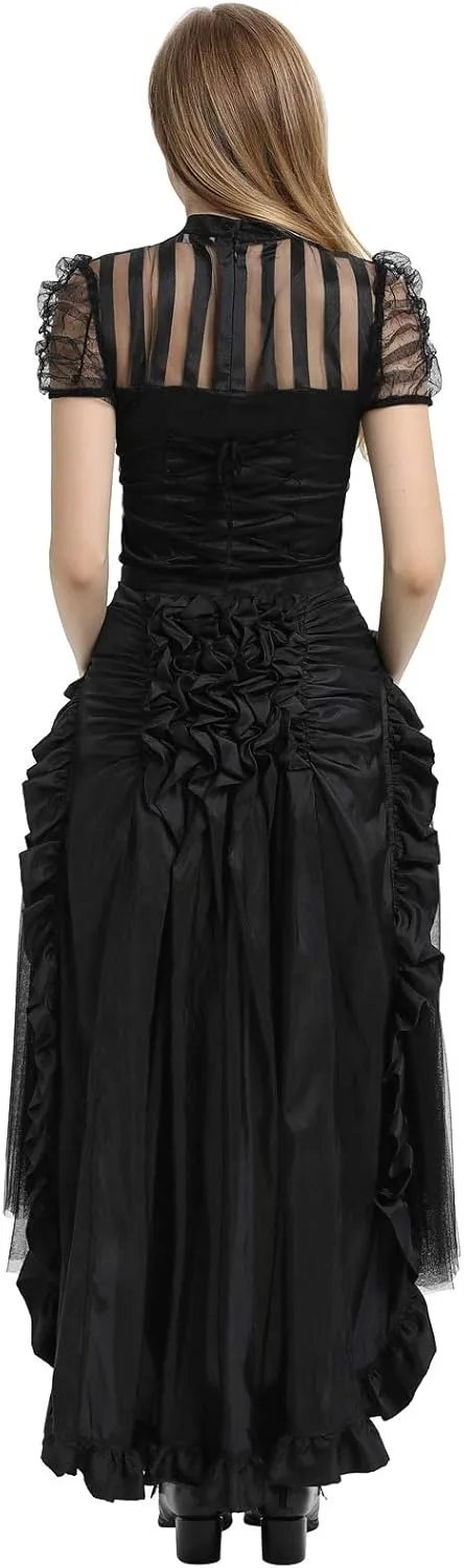 Belle Poque Women's Steampunk Gothic Wrap Skirt Victorian Ruffles Pirate Skirt