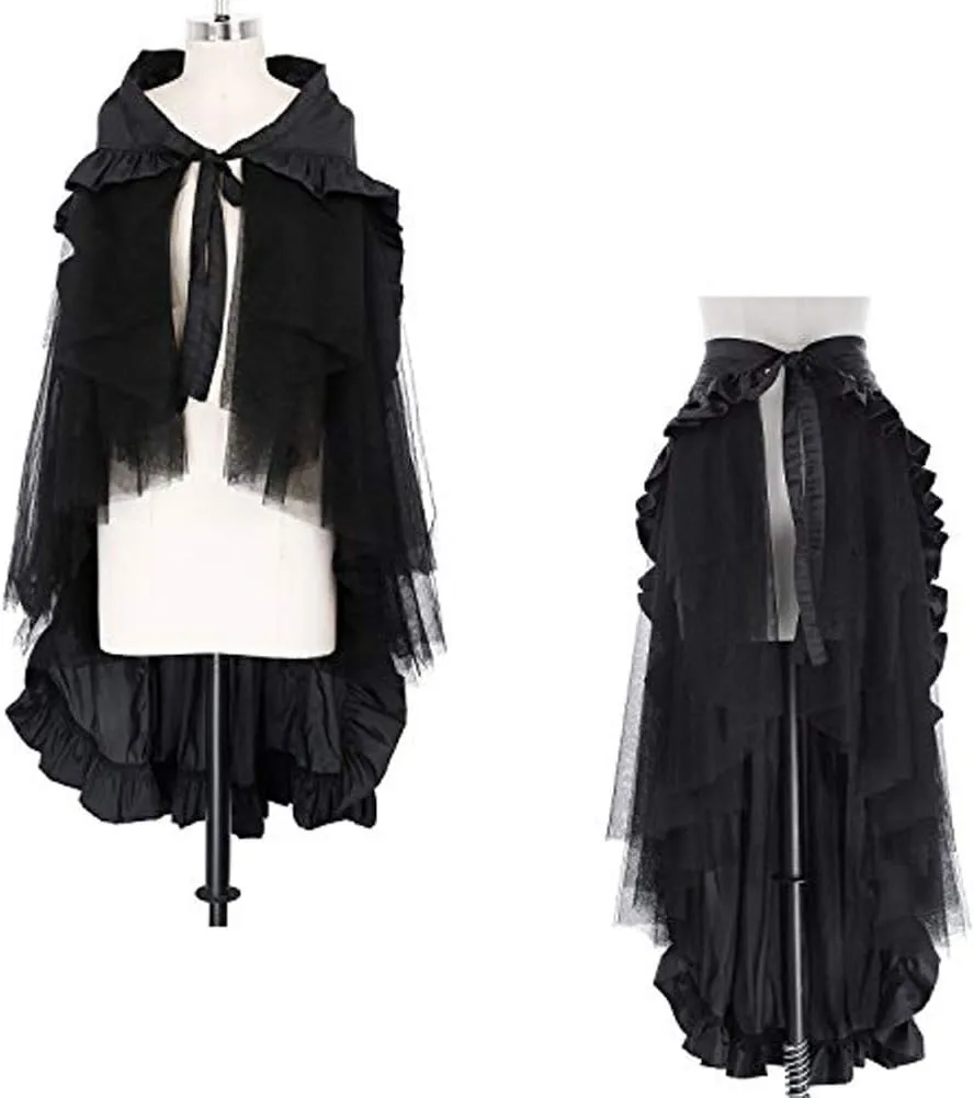 Belle Poque Women's Steampunk Gothic Wrap Skirt Victorian Ruffles Pirate Skirt