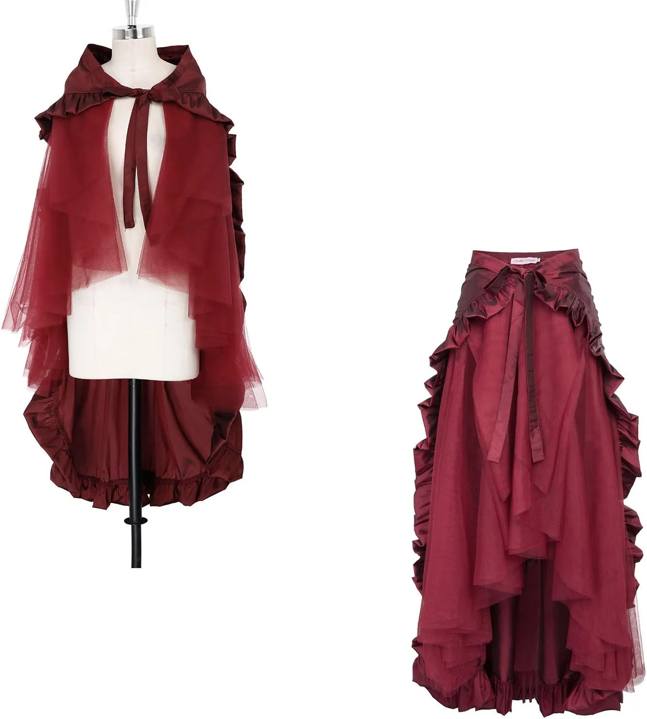 Belle Poque Women's Steampunk Gothic Wrap Skirt Victorian Ruffles Pirate Skirt