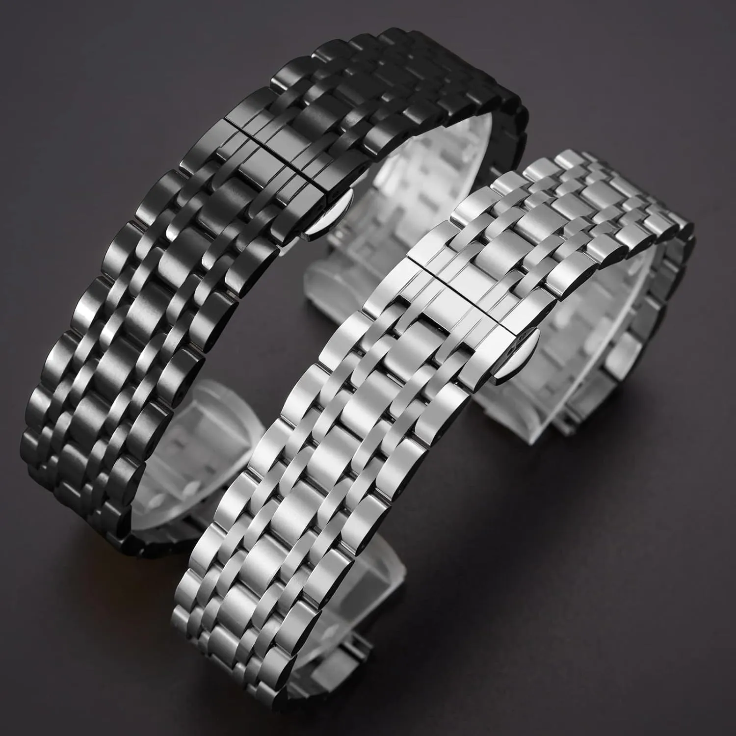 BINLUN Stainless Steel Watch Band High-end Replacement Watch Band 6 Color for Women Men(Gold, Silver, Black, Rose Gold, Gold Tone, Rose Gold Tone) 13 Size (12mm - 24mm)
