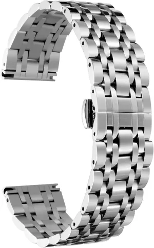 BINLUN Stainless Steel Watch Band High-end Replacement Watch Band 6 Color for Women Men(Gold, Silver, Black, Rose Gold, Gold Tone, Rose Gold Tone) 13 Size (12mm - 24mm)