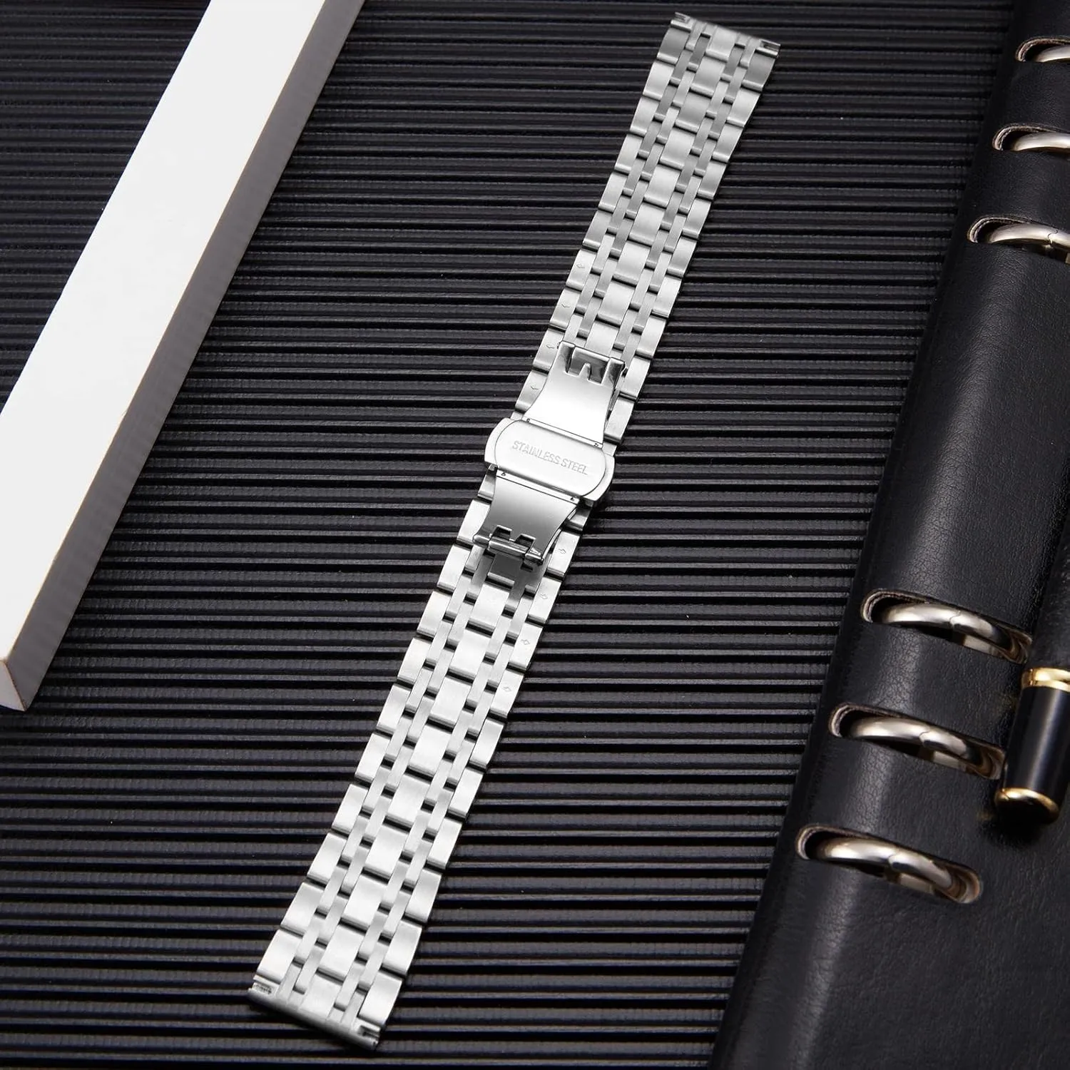 BINLUN Stainless Steel Watch Band High-end Replacement Watch Band 6 Color for Women Men(Gold, Silver, Black, Rose Gold, Gold Tone, Rose Gold Tone) 13 Size (12mm - 24mm)