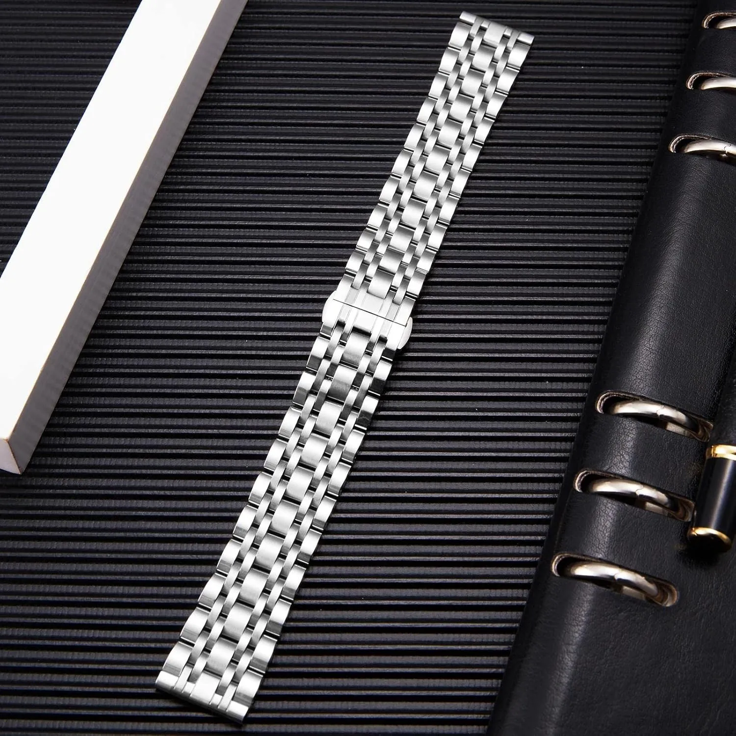 BINLUN Stainless Steel Watch Band High-end Replacement Watch Band 6 Color for Women Men(Gold, Silver, Black, Rose Gold, Gold Tone, Rose Gold Tone) 13 Size (12mm - 24mm)