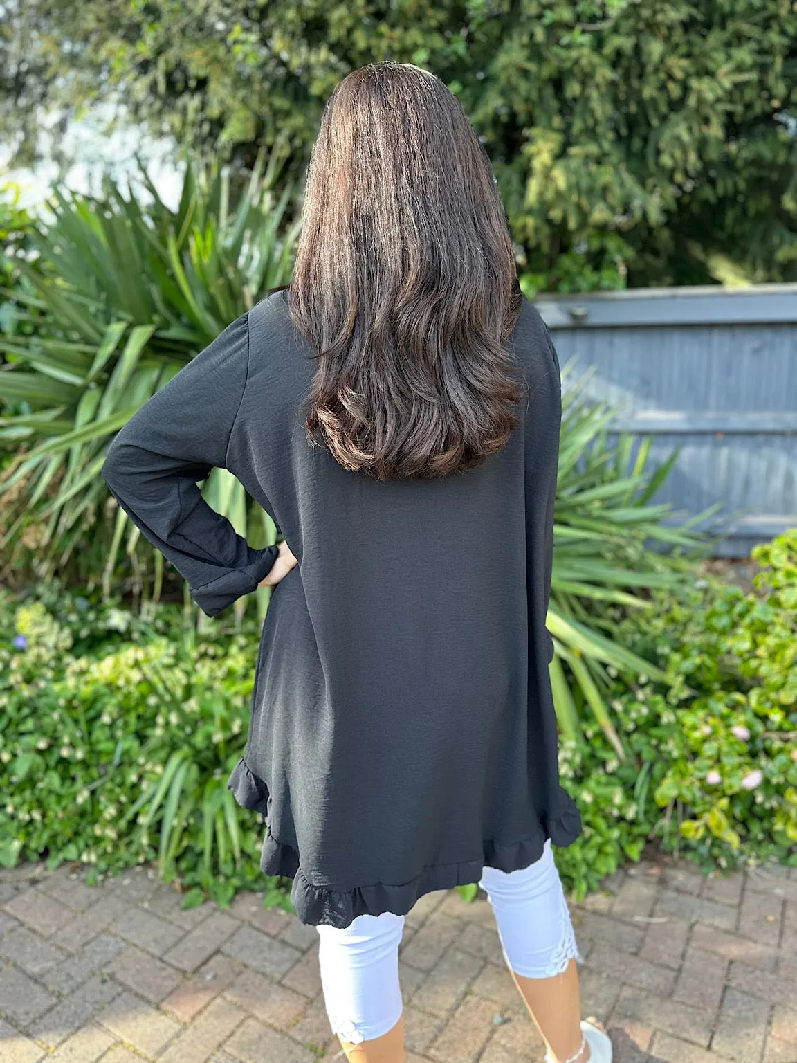 Black Crepe Frill Tunic April