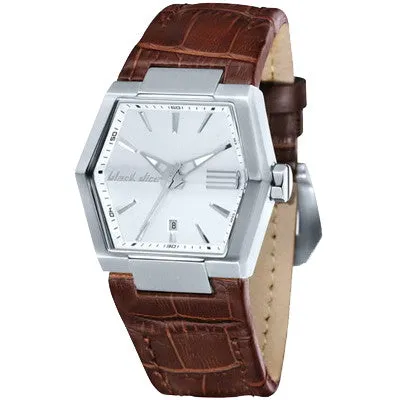 Black Dice Unisex Roller with Silver Dial and Leather Strap Watch