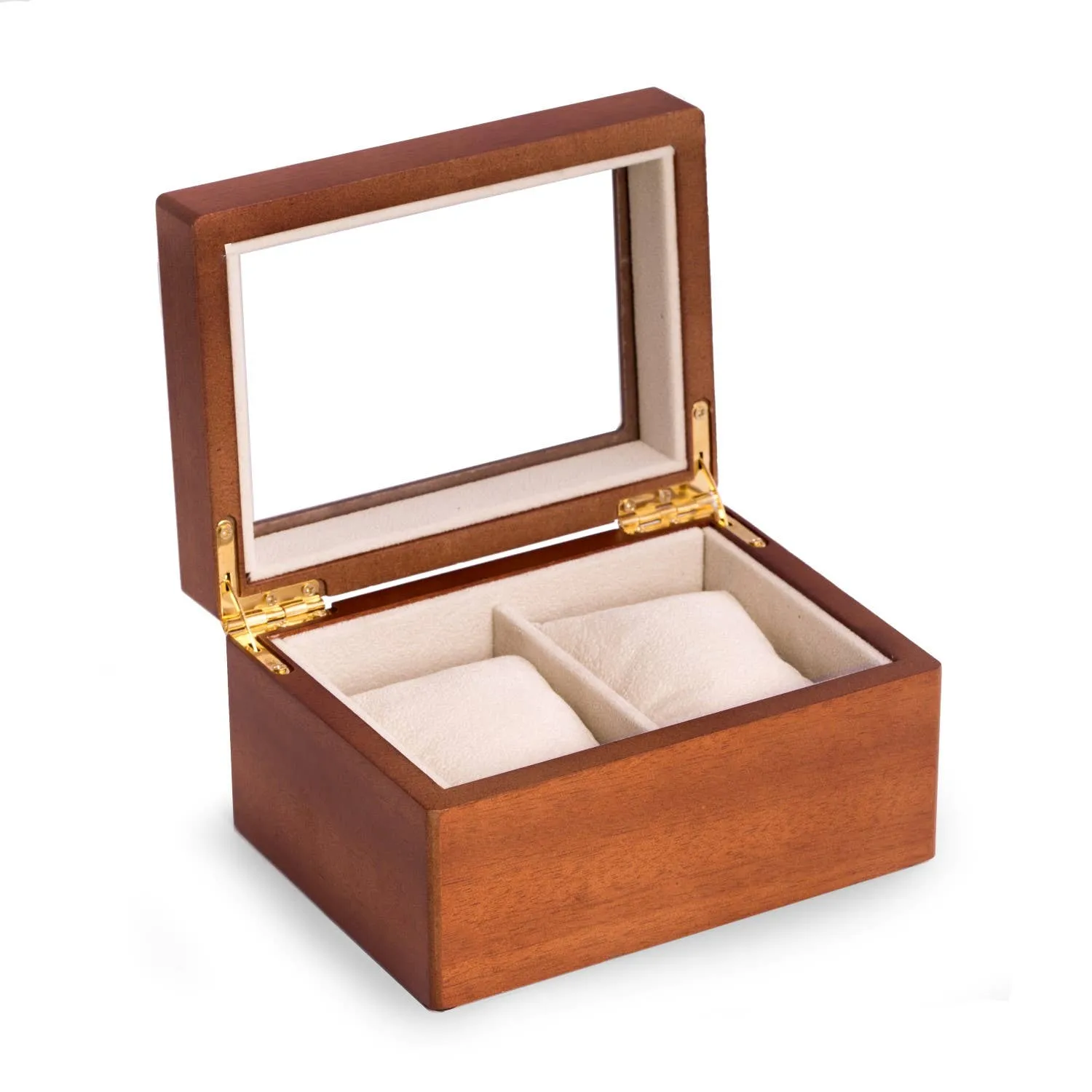 Brown Wood Two Watch Case