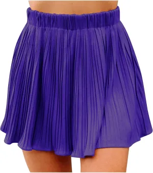 BTDECLAR Women's Pleated A Line Mini Skirt Basic High Elastic Waisted Flowy Short Skirts Trendy Summer Casual Athletic Skirts