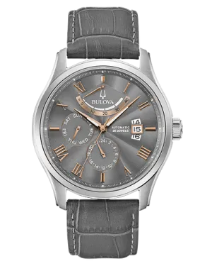 Bulova Wilton Men's Grey Dial Rose Gold Roman Numerals Watch 96C143
