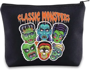 BWWKTOP Classic Monsters Cosmetic Makeup Bag Horror Movie Inspired Gifts Mummy Bride Wolfman Make Zipper Pouch Bag (Classic Monsters)