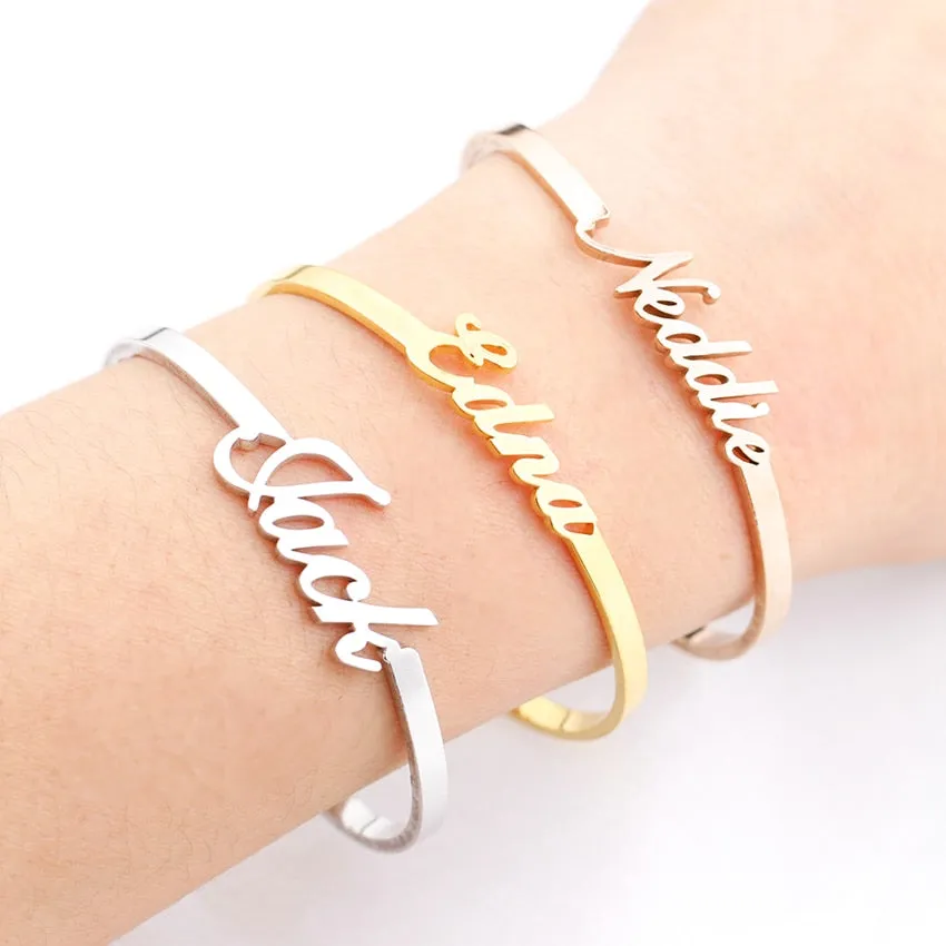 CAVSUAT Bridesmaid Custom Name Bangles For Women