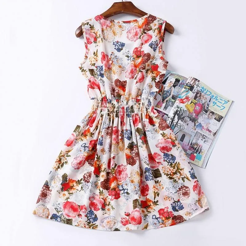 Chiffon Sleeveless Sundress Beach Floral Tank Mini Dress