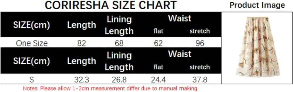 CORIRESHA Women's Summer Tulle Dragonfly Embroidery Elastic Waist Mesh A Line Midi Skirts