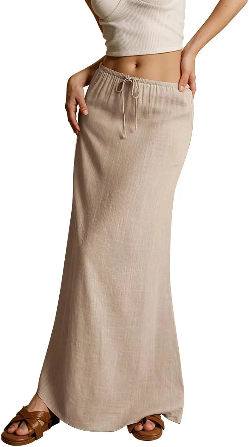 COTECRAM 2025 Women Long Skirt Summer Flowy Casual Lightweight Elegant Cocktail Party Wedding Flared A-Line Maxi Skirts