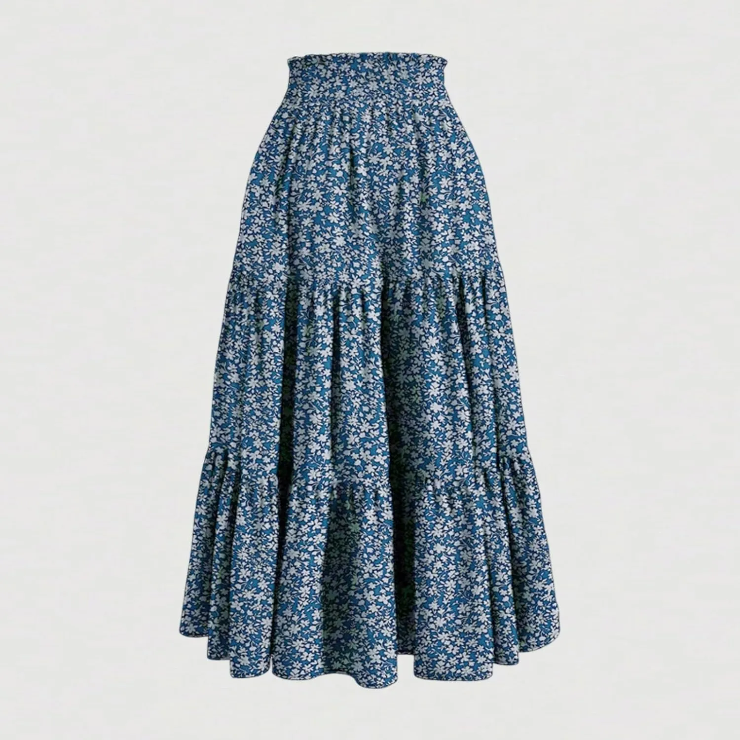 COTECRAM Womens Boho Floral Print Skirt Trendy Pleated A-Line Skirts Casual Flowy Swing Midi Skirts Beach Vacation Clothes