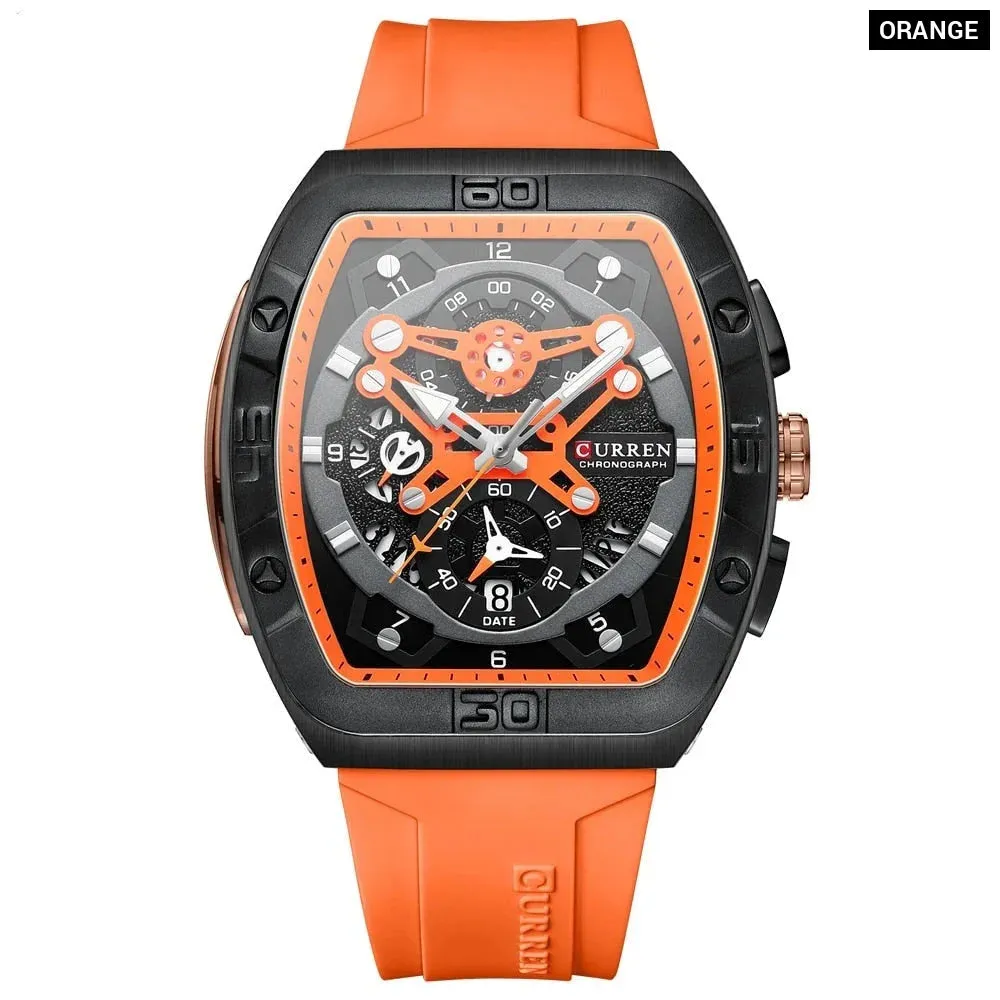 Creative Fashion Multifunctional Rectangle Quartz Watches Casual Silicone Strap Men's Wristwatches