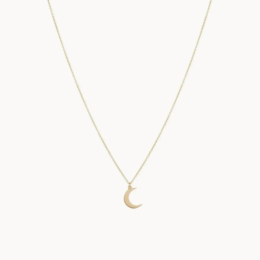 Crescent Sway Moon Necklace (14K Gold)