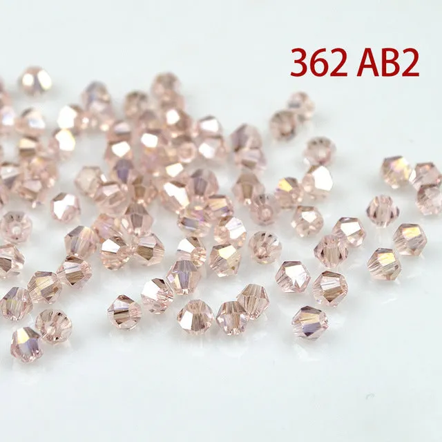 Crystal AB Bicone Beads 5328/5301 100PCS/LOT 4mm Czech Loose Crystal Beads/Faceted Glass Beads for DIY Jewelry Necklace Bracelet