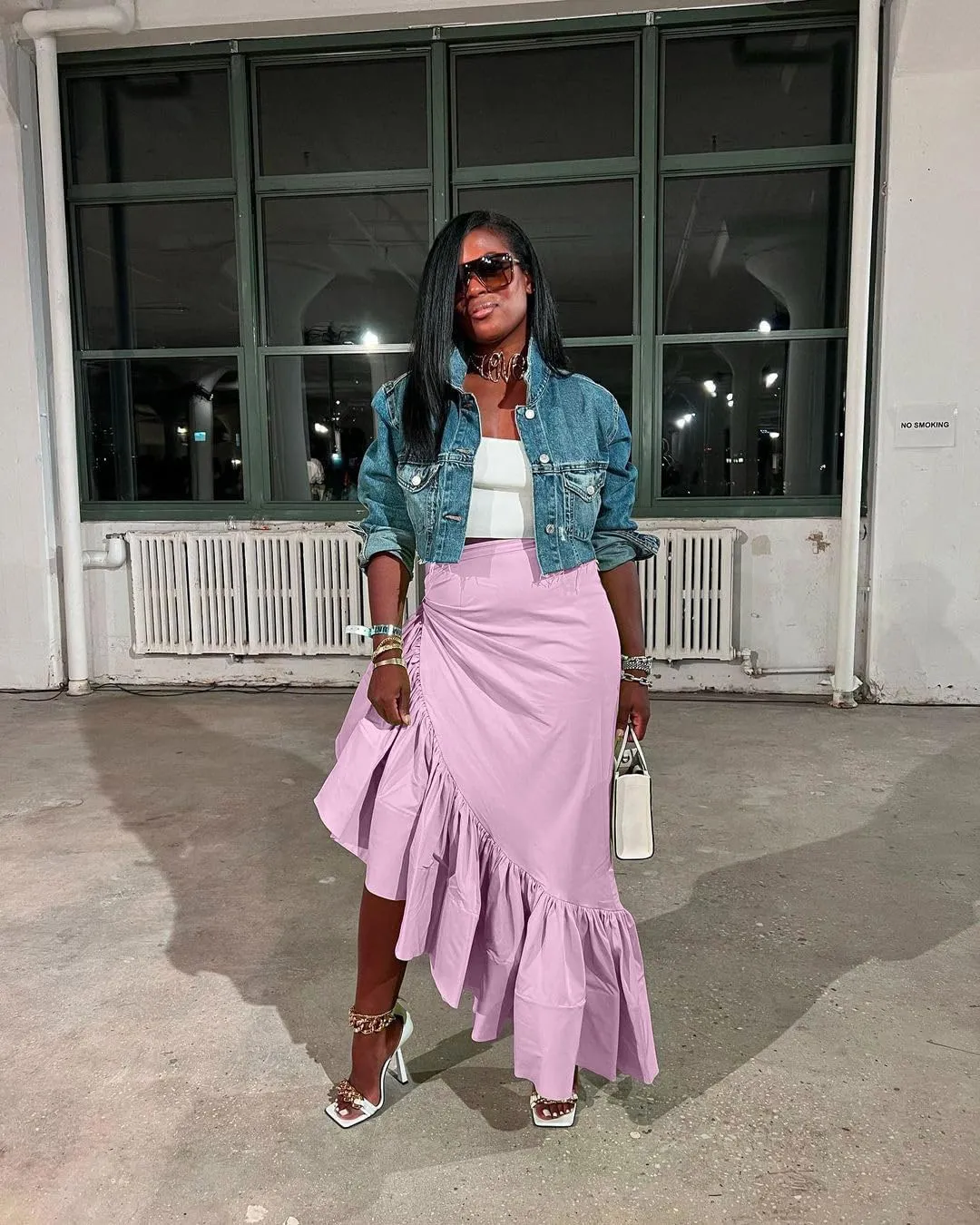 cu4eve Ruffle Long Skirts for Women Trendy Summer Asymmetrical Pencil High Waisted Midi Skirt with Slit Plus Size