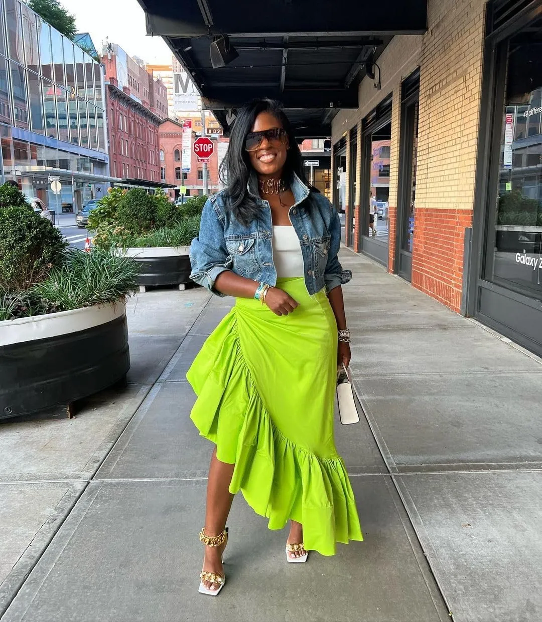 cu4eve Ruffle Long Skirts for Women Trendy Summer Asymmetrical Pencil High Waisted Midi Skirt with Slit Plus Size