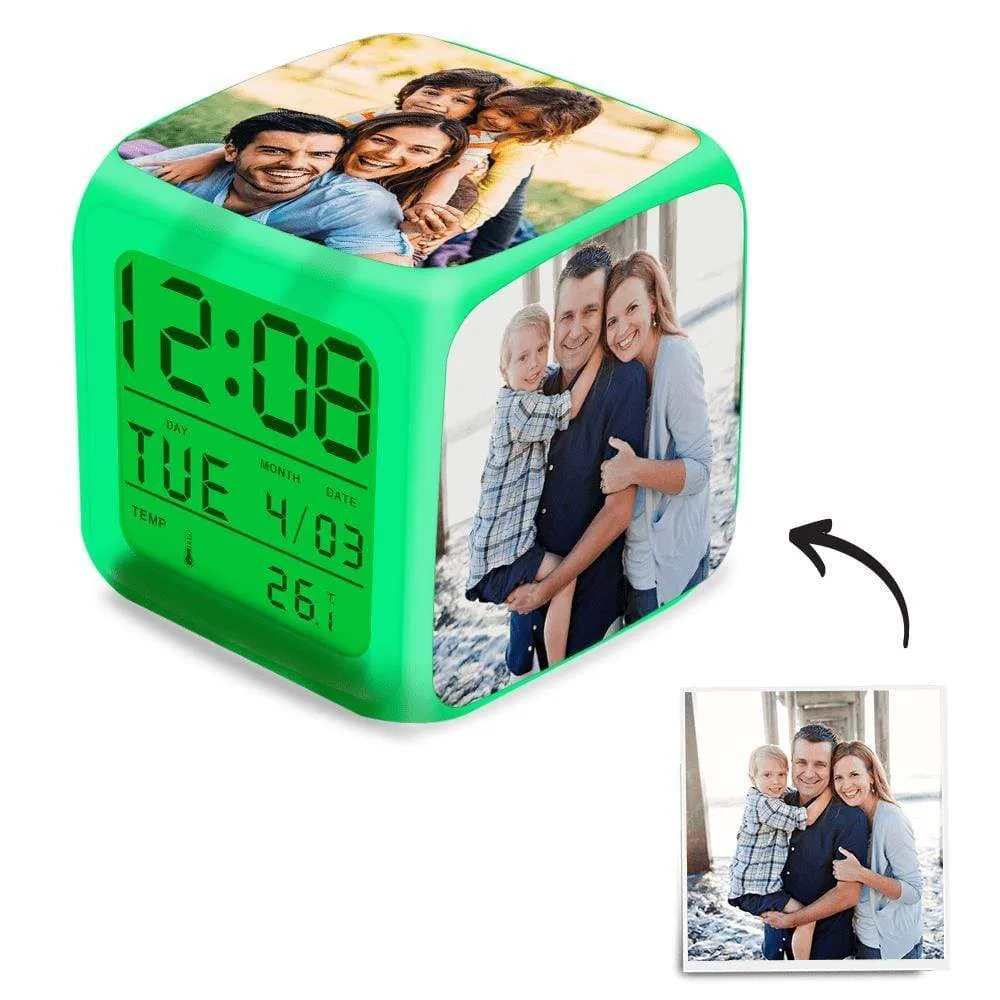 Custom Alarm Clock Family Gifts Photo Clock Colorful Lights 3in*3in