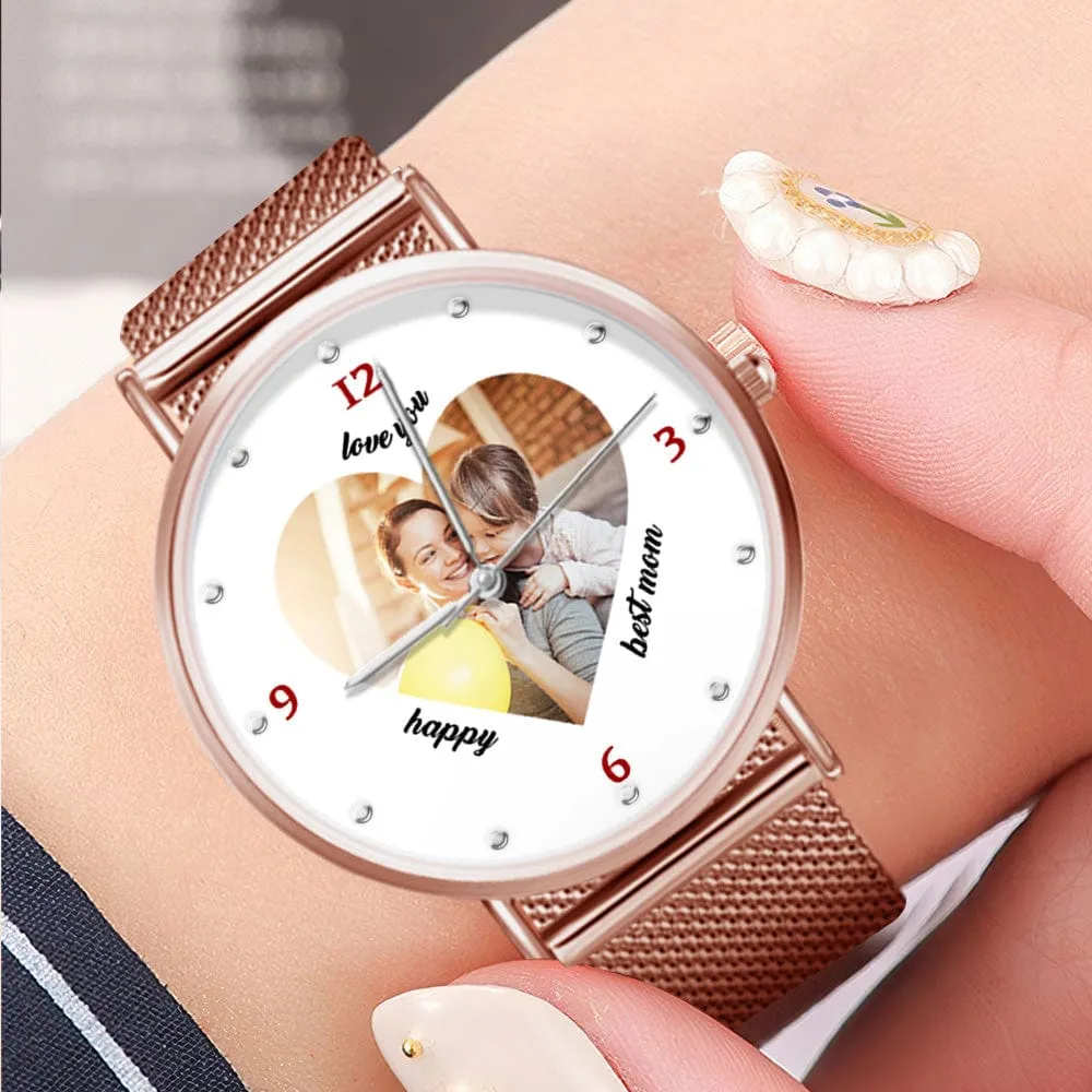 Custom Heart Shape Photo Watch Personalized Best Mom Watch Best Mother's Day Gift