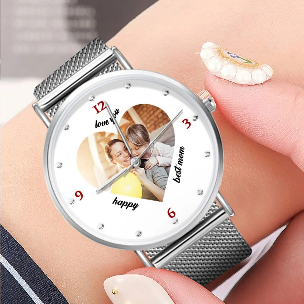Custom Heart Shape Photo Watch Personalized Best Mom Watch Best Mother's Day Gift
