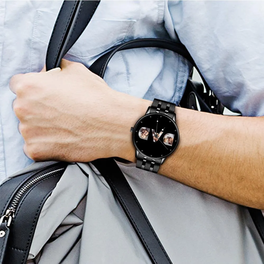 Custom Photo Watch Men's Black Alloy Watch