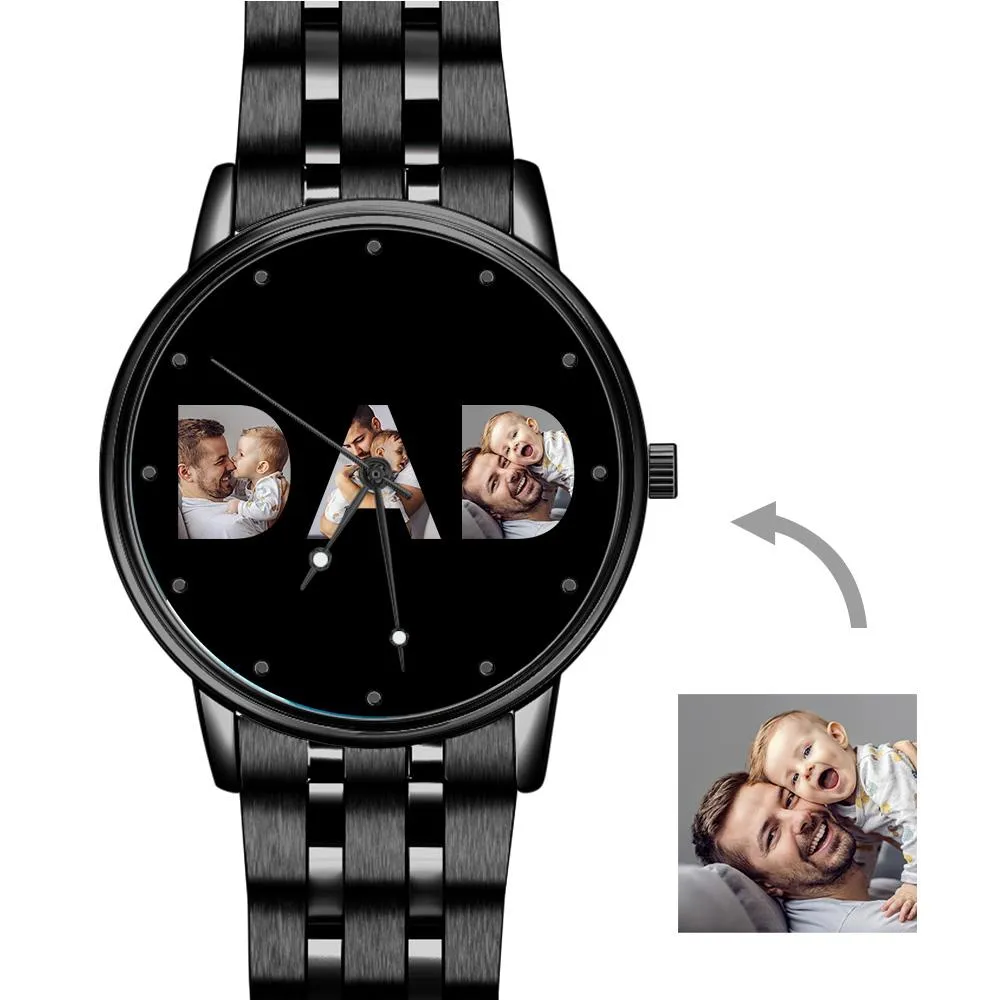 Custom Photo Watch Men's Black Alloy Watch