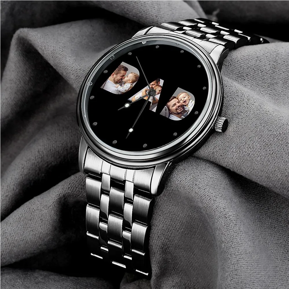 Custom Photo Watch Men's Black Alloy Watch