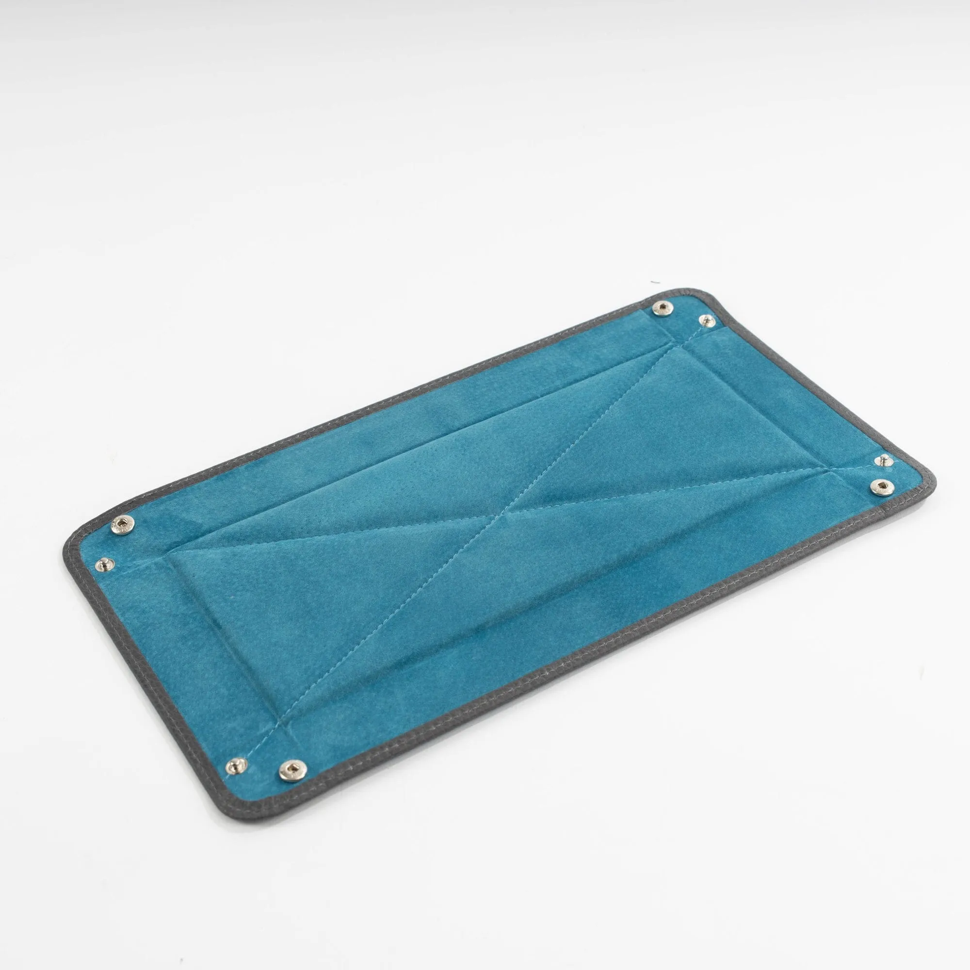 Dark Grey Leather & Cobalt Suede Large Travel Tray