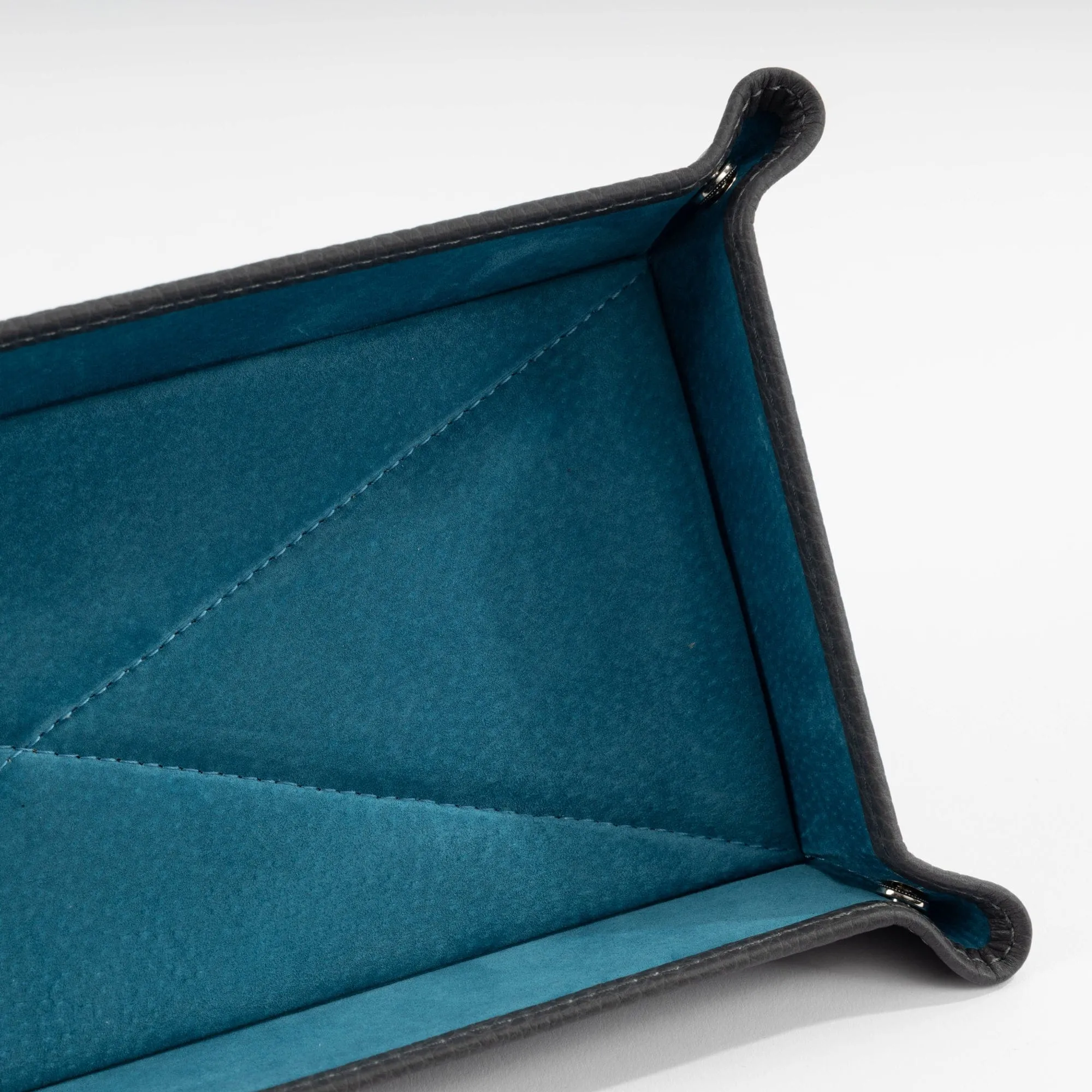 Dark Grey Leather & Cobalt Suede Large Travel Tray