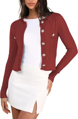 DeftSharp Women's V-Neck Knit Cardigan - Long Sleeve Button-Up Sweater Casual Formal Wear