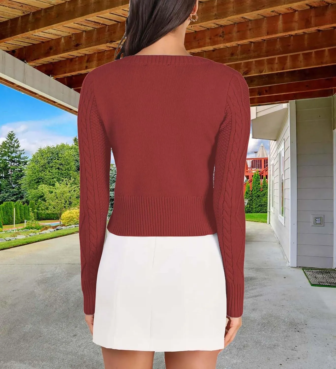 DeftSharp Women's V-Neck Knit Cardigan - Long Sleeve Button-Up Sweater Casual Formal Wear