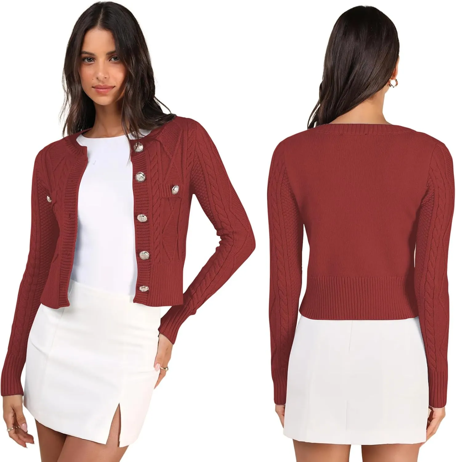 DeftSharp Women's V-Neck Knit Cardigan - Long Sleeve Button-Up Sweater Casual Formal Wear