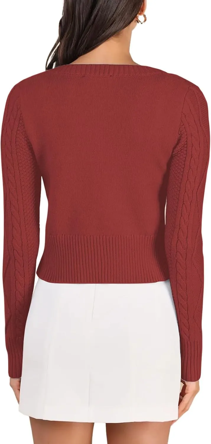 DeftSharp Women's V-Neck Knit Cardigan - Long Sleeve Button-Up Sweater Casual Formal Wear