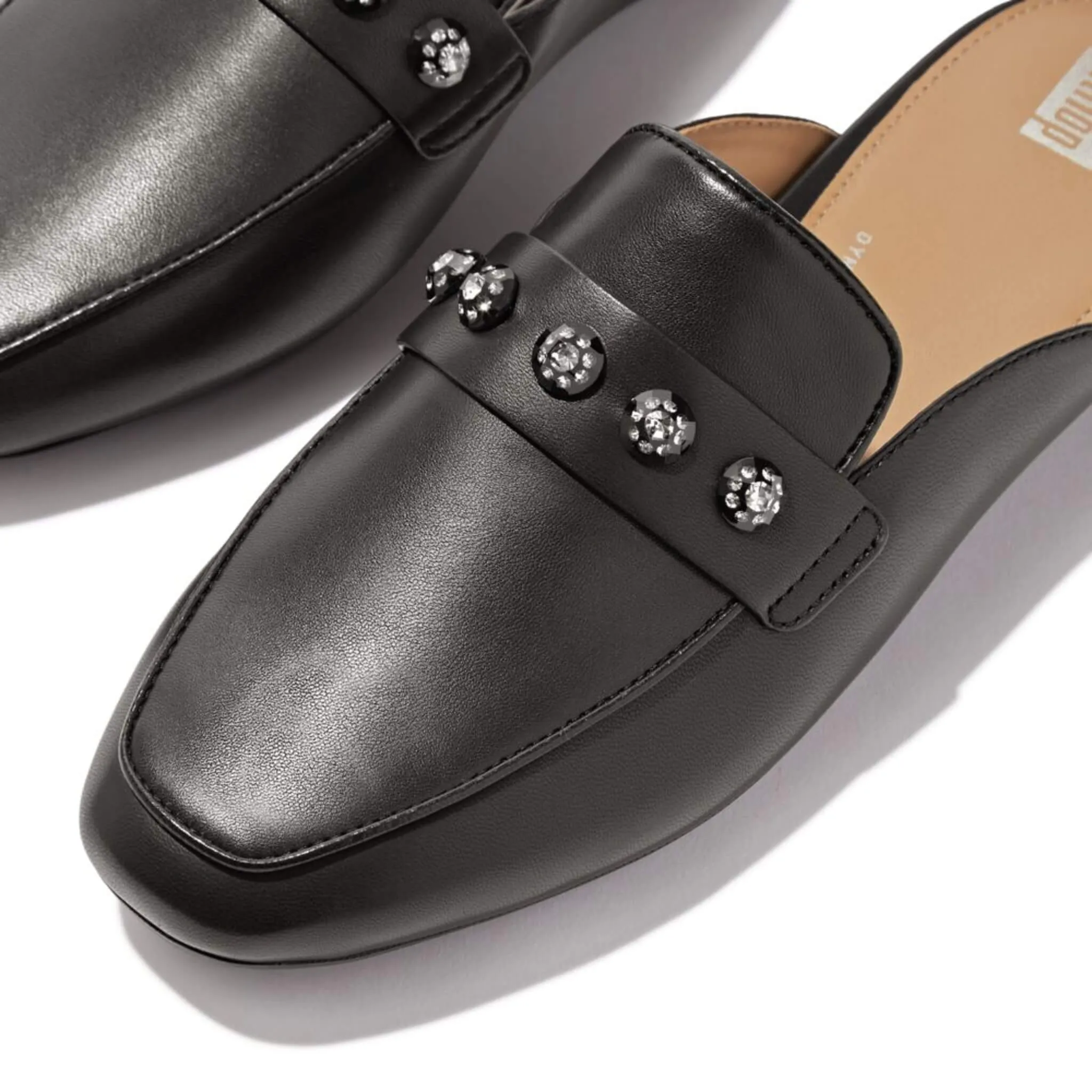 Delicato Crystal Mule Shoes - Black