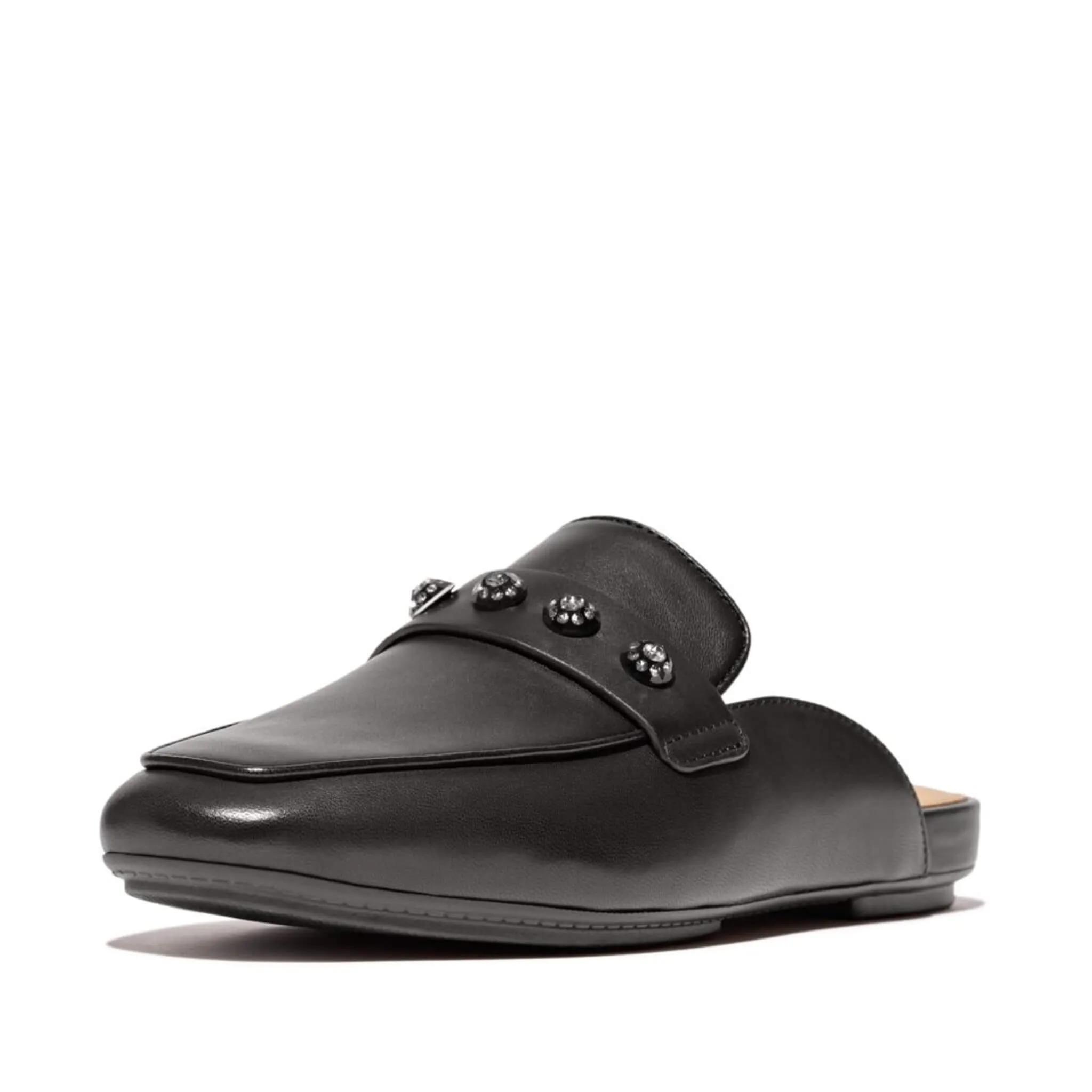 Delicato Crystal Mule Shoes - Black