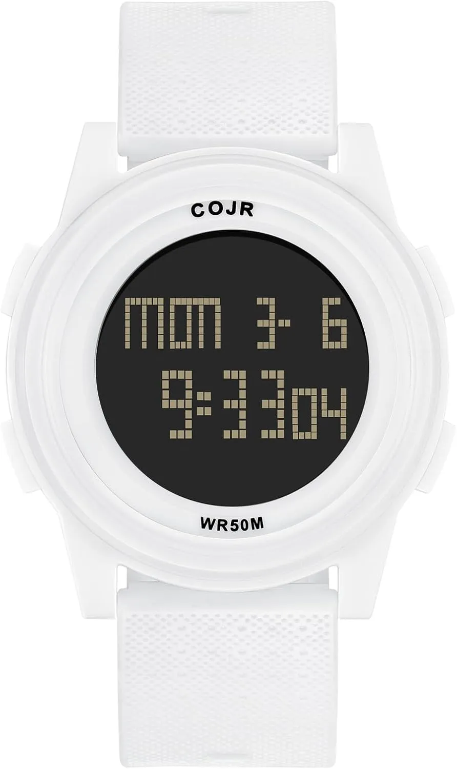 Digital Watch, Ultra-Thin Minimalist Sports Watch 5ATM Waterproof with Stopwatch, Alarm, Countdown, Dual Time, LED, Date Wide-Angle Display Rubber Strap Wrist Watch for Men Women