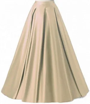 Diydress Women's Long Fashion High Waist A-Line Satin Skirts with Pockets