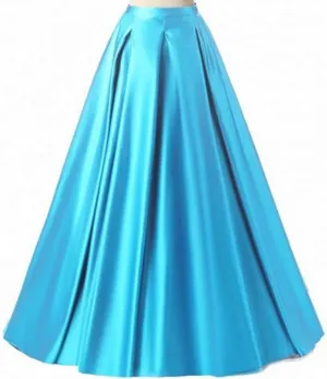 Diydress Women's Long Fashion High Waist A-Line Satin Skirts with Pockets