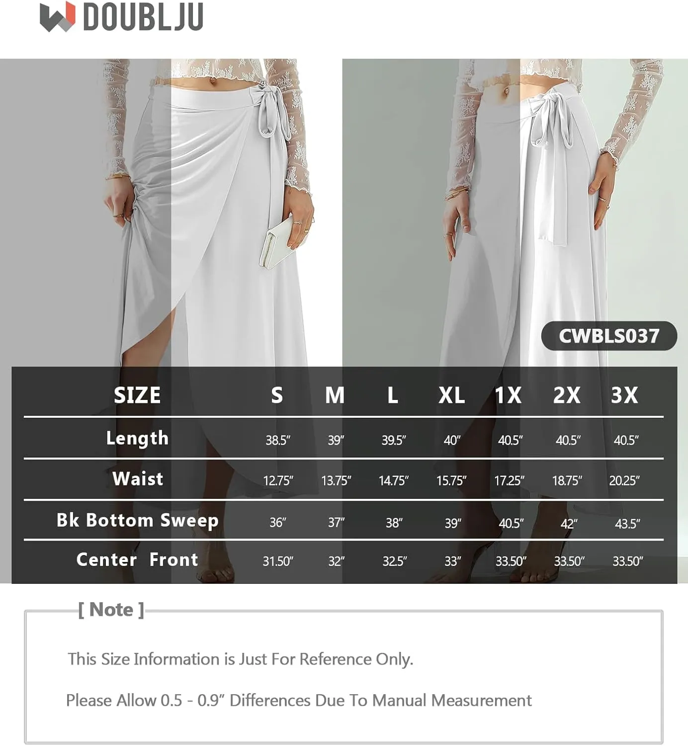 DOUBLJU Boho High Waisted Maxi Wrap Skirts with Slit High Waist Flare Ankle Length Long Basic Skirt for Womens with Plus Size