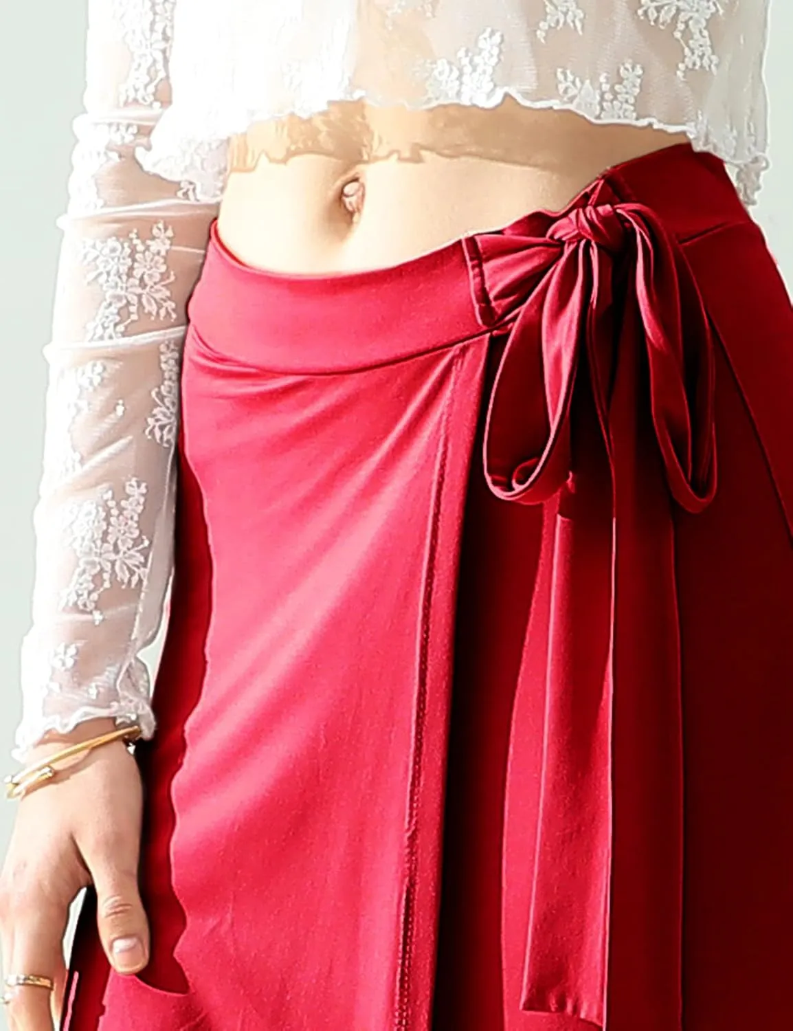 DOUBLJU Boho High Waisted Maxi Wrap Skirts with Slit High Waist Flare Ankle Length Long Basic Skirt for Womens with Plus Size