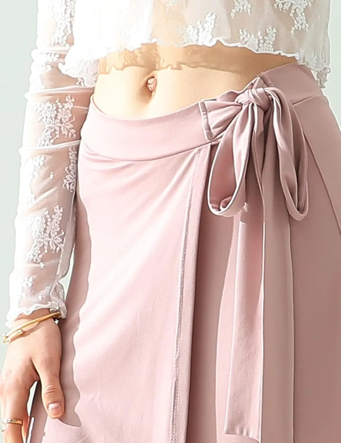 DOUBLJU Boho High Waisted Maxi Wrap Skirts with Slit High Waist Flare Ankle Length Long Basic Skirt for Womens with Plus Size