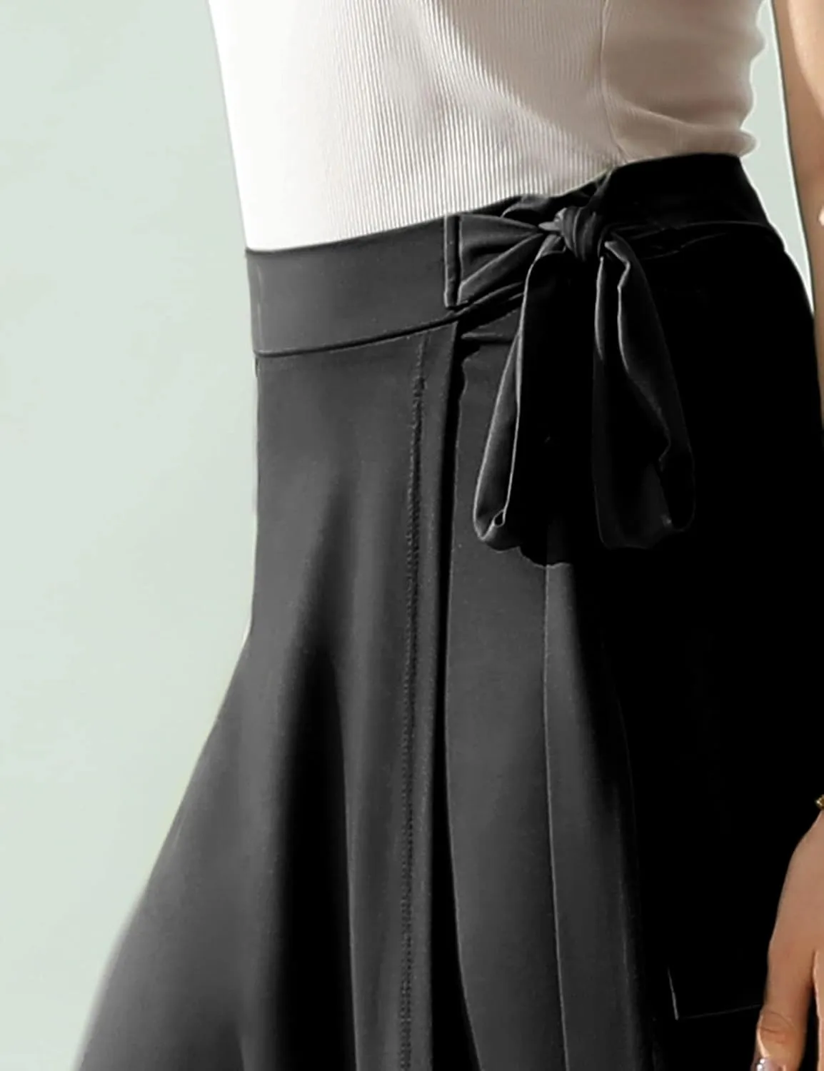 DOUBLJU Boho High Waisted Maxi Wrap Skirts with Slit High Waist Flare Ankle Length Long Basic Skirt for Womens with Plus Size