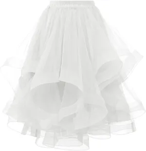 DRESSTELLS Tulle Skirts for Women, A Line Elastic Waist Tiered Layered Puffy Midi Long Party Tutu Skirt