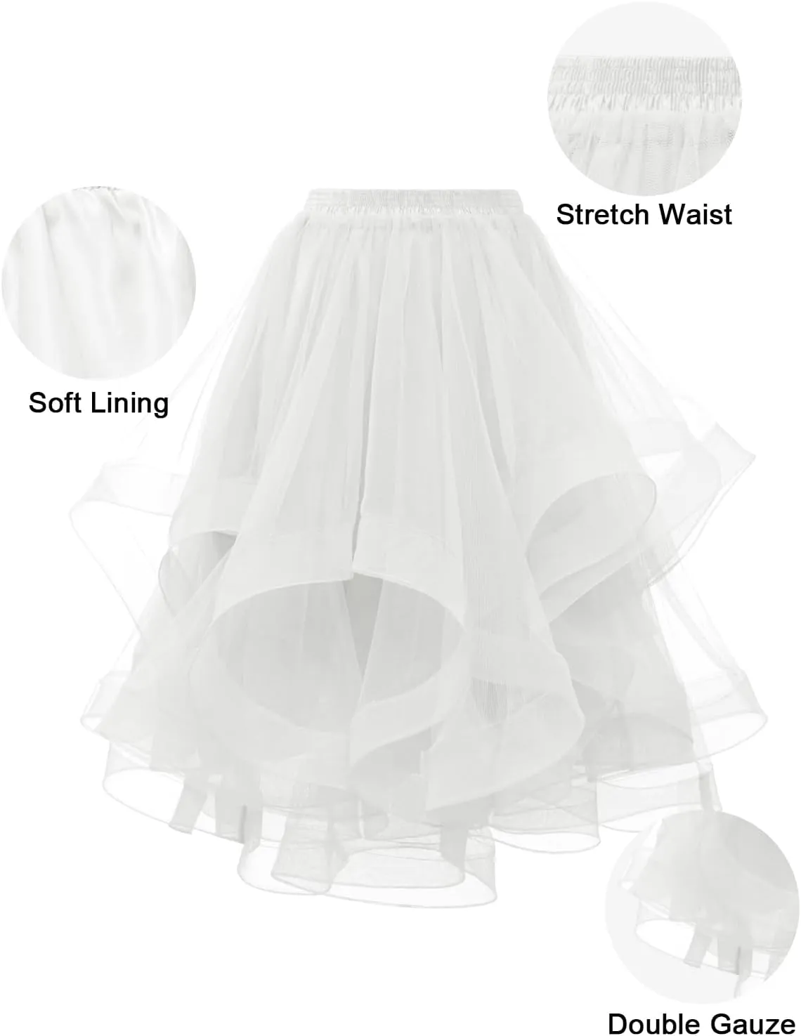 DRESSTELLS Tulle Skirts for Women, A Line Elastic Waist Tiered Layered Puffy Midi Long Party Tutu Skirt