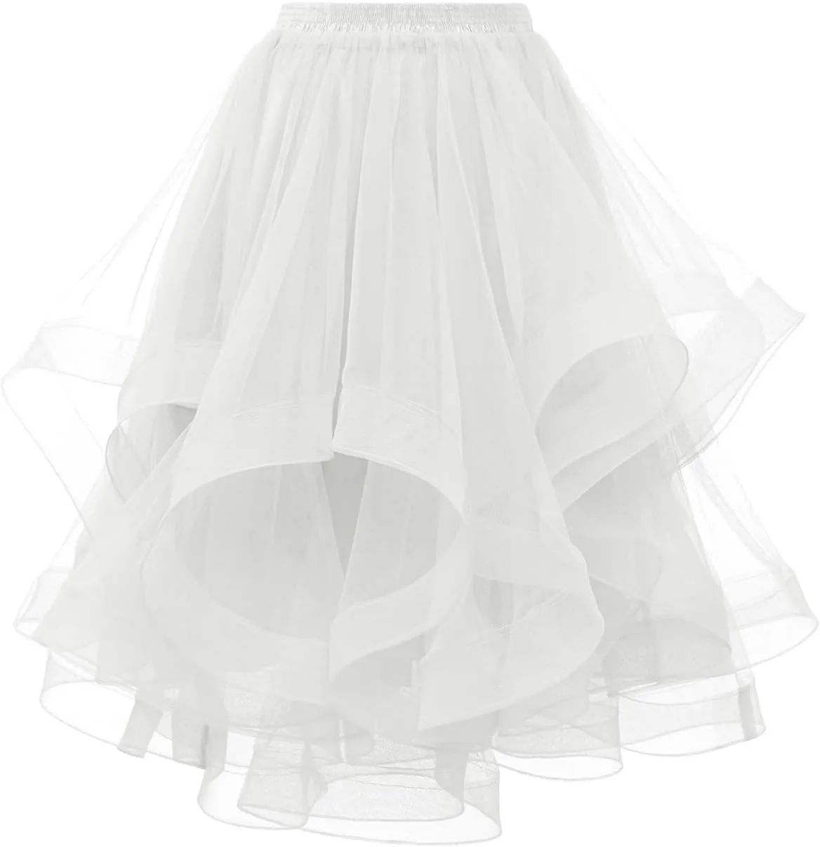 DRESSTELLS Tulle Skirts for Women, A Line Elastic Waist Tiered Layered Puffy Midi Long Party Tutu Skirt
